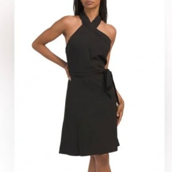 DKNY Black Twist Neck Sleeveless Tie Belt New Womens Mini Dress Sz 8 - Picture 5 of 11
